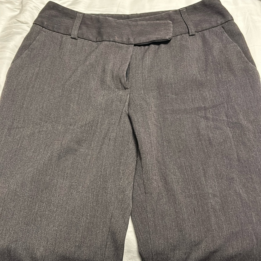 Slacks, gray, straight leg.